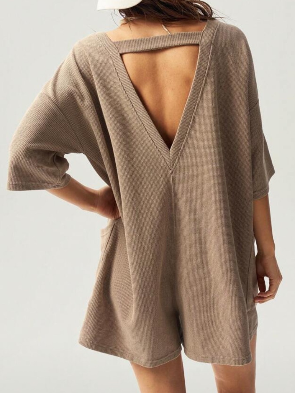 SHEIN tan t shirt romper size xs